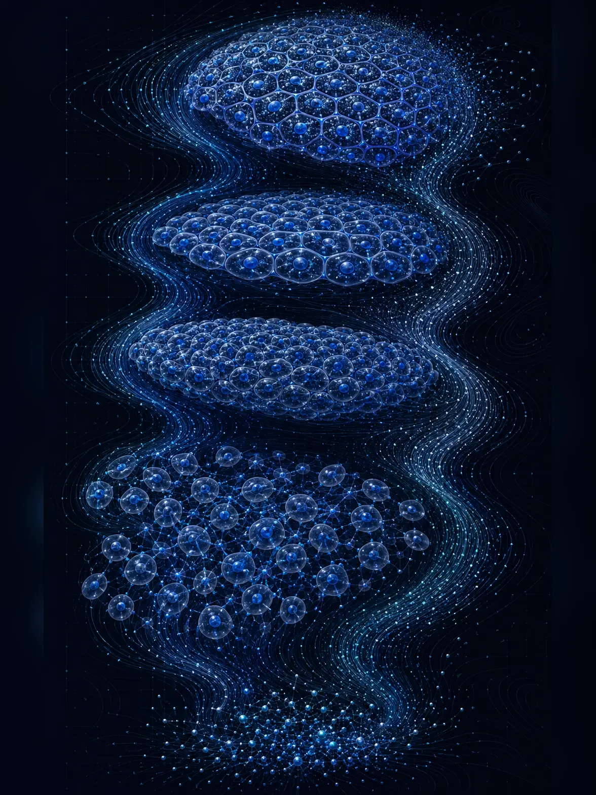 Luminous cell populations connected by computational gradient flows as a differentiable model learns tissue organization